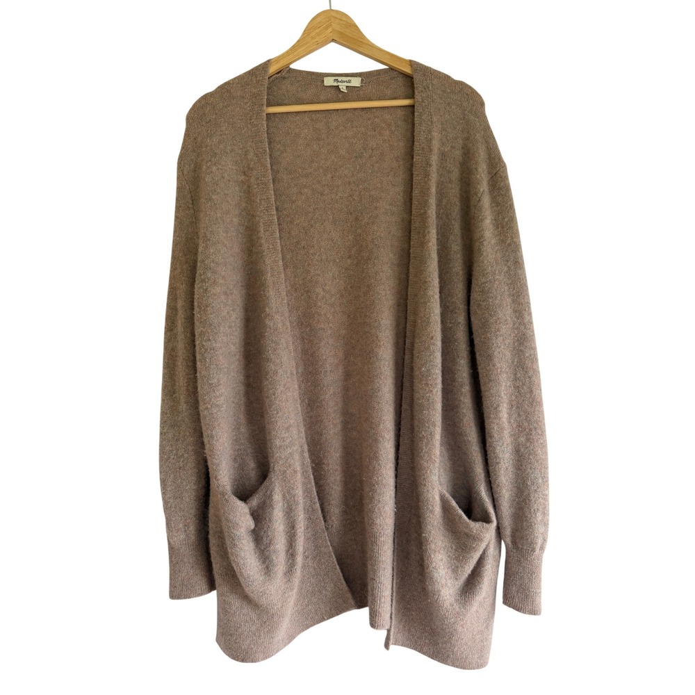 Madewell Kent Cardigan Sweater Brown Merino Wool Alpaca Blend Open Front Medium